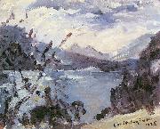 Lovis Corinth Walchensee mit Bergkette und Uferhang oil painting